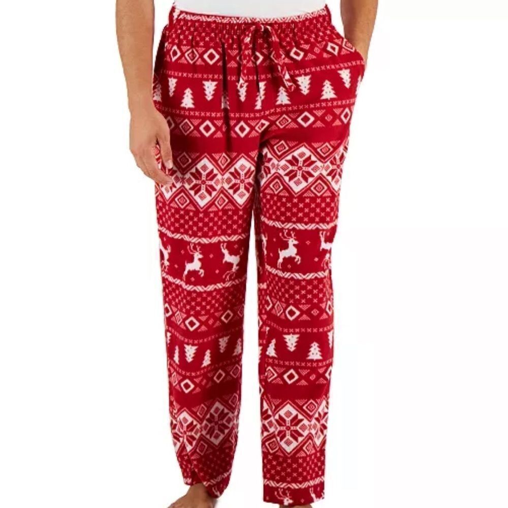 Club Room Men's Fair Isle Fleece Pajama Pants, pajamas pant RED